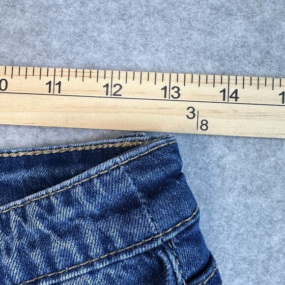 Fashion Nova Cut-Off Short WMNS 7 Dark Wash Denim Distressed High Rise Zip Fly - Picture 4 of 8